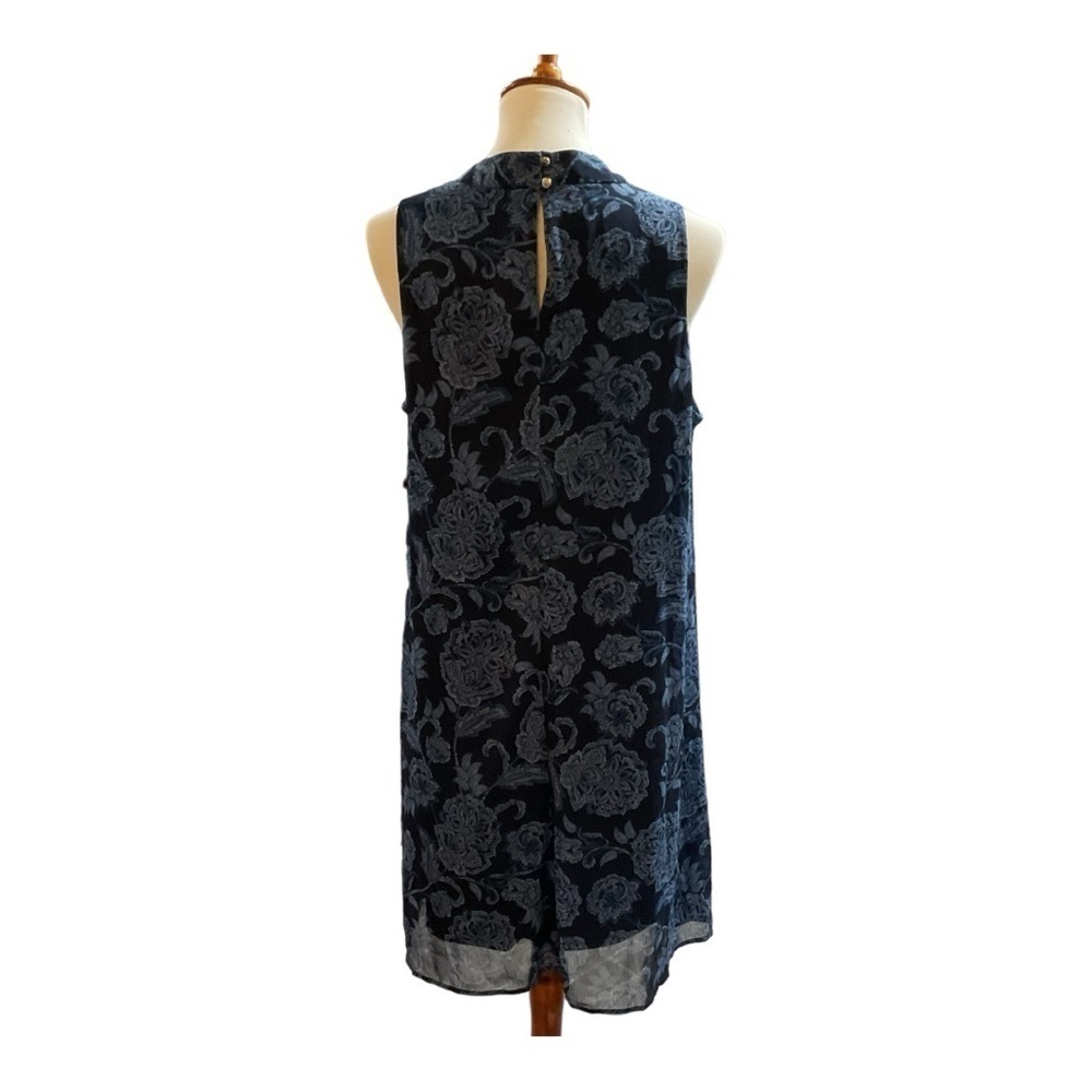 Tommy Hilfiger Blue Floral High Neck Knee Length Sleeveless Dress - Picture 2 of 7